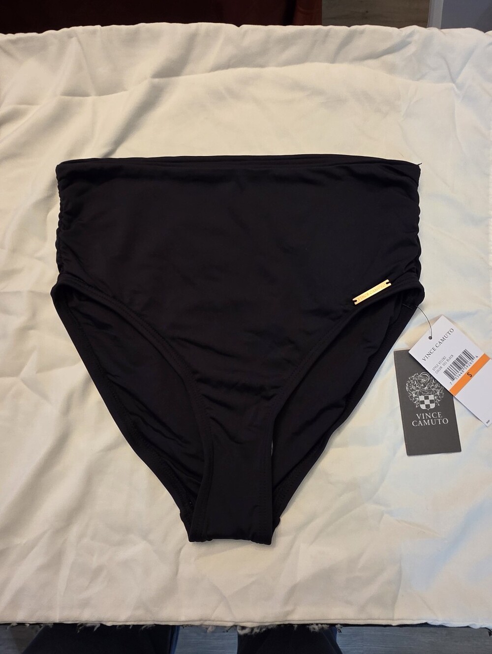 Vince Camuto High Waist Bikini Swim Bottom Black Size Small NWT